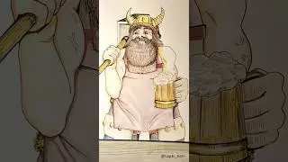 How to draw a DWARF with BEER🍺 #art #dwarves #traditionalart #timelapsedrawing