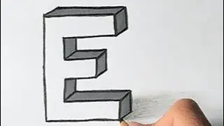 3D 'E'. How to draw 3D alfabet  | Kaise 3D me likhe | English capital letters drawing |