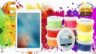 iPad H&Uuml;LLE aus FOAM CLAY selbst machen DIY Tableth&uuml;lle basteln mit Wolkenschleim bunte Farben