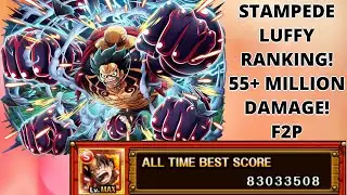 OTPC 50 STAMINA STAMPEDE LUFFY RANKING F2P - 55M DAMAGE TEAM! (One Piece Treasure Cruise) OPTC