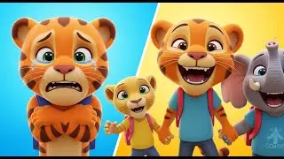 Tiger's First Day of School! 🏫 Funny Crocodile Story/Первый день Тигрёнка в школе! 🏫