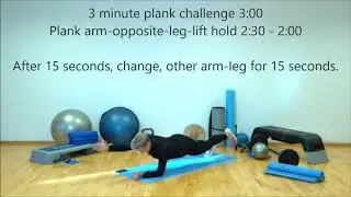 Plank challenge 3 minute exercise with three balance variations