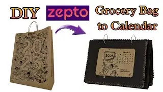 Upcycling ZEPTO Grocery bag to Calendar | DIY cute table calendar #diy #craft #zepto  #art #artwork