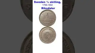 Sweden 1/2 ||1801||Riksdaler Riksmynt (1855 - 1873) ||Copper || #shortvideo #shorts #new #trending