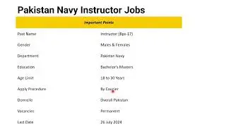 Pakistan Navy Jobs 2024 | Post Of Instructor BPS-17 Polytechnic Institute Karachi | Pak Navy Jobs