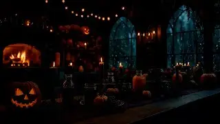 Halloween Ambience Rain — Witch’s Feast in the Storm | Brick Oven, Candlelight & Thunder
