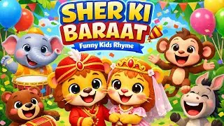 Sher Ki Baraat | Funny Animal Wedding Song 🦁🎉 | Kids Rhyme in Hindi | Cartoon Rhymes