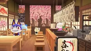 Relaxing ACNH Daytime Background Music + Ramen Shop Ambient Sounds