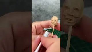 Process of sculpting zombie soldier face by polymer clay