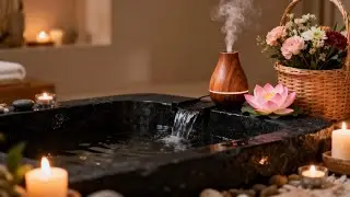 SPA RELAXATION MUSIC WITH FLOWING WATER AND GENTLE PIANO