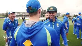 Ferguson and Mennie receive their Baggy Greens