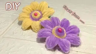 🌸Very Simple Way 🌸For Making Flowers from Pipe cleaners ll Bunga Kawat Bulu