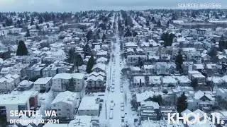 Overnight storm drops about 3 inches of snow on Seattle | Aerial view
