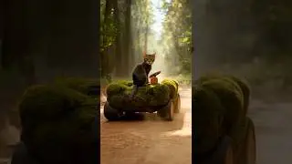 Cat Drives a Tree Car Through the Forest | Realistic Cat Adventure🏕️🥰