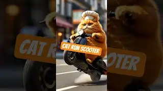 cat run scooter 🛵 #shortvideo #aishorts