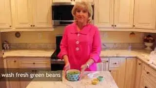 Green Beans Steamed in Microwave with glass Cuchina Safe Lid