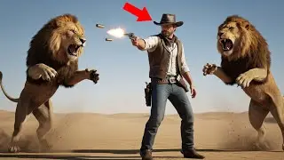 Cowboy Fights Two Lions with Only a Revolver | Epic Survival Tale