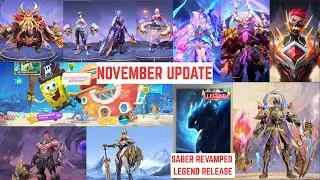 NOVEMBER SKINS AND EVENTS UPDATE! SABER REVAMPED LEGEND, TIGREAL COLLECTOR ,NEXUS SEA AND MORE!
