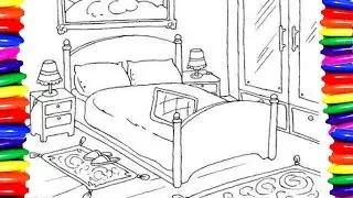 Coloring Pages Bedroom Furniture|How to draw and color Easy and Simple|kids Videos Learning Colors