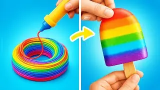 RAINBOW SCHOOL CRAFTS 🌈 3D Pen vs Epoxy Resin Challenge!by 123GO!
