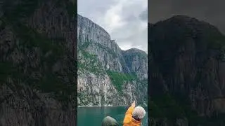 View of #preikestolen or #pulpitrock from the ferry boat in the #fjord in #Norway 🇳🇴