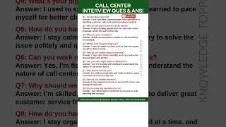 Call Center Interview Questions and Answers | Call Center Job Interview Questions and Answers