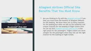 Allegiant Airlines Official Site Benefits That You Must Know