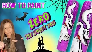👻 Zero Ghost Dog Nails | Nightmare Before Christmas | Step By Step How To Paint | Halloween Nail Art