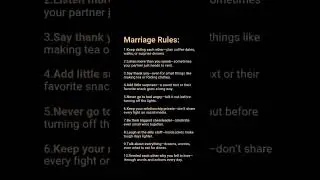 &ldquo;Marriage Rules That Keep Love Alive  ❤️&rdquo;Happy Couples Follow These Marriage Rules---Do You? 💑