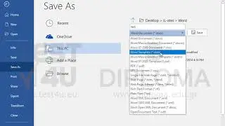 Save the current document as Word Template type under the name test.dotx in IL-ates\Word folder...