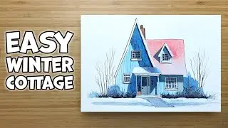 Watercolor Painting Tutorial | How to Paint a Winter Cottage (Beginner Friendly)