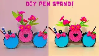 DIY Pen Stand Idea || Handmade Multipurpose Organizer || Newspaper Craft || Paper Flowers