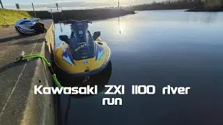 Winter river run on the Kawasaki 
