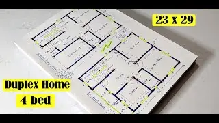 23 x 29 duplex floor plan design II 4 bedroom house design II 23 x 29 duplex ghar ka naksha