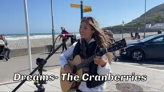 Windy busking on Bray beach - Kylabelle