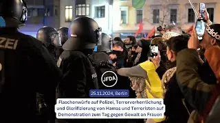 Flaschenwürfe, Durchbruchsversuche zu Gegendemonstranten und Terrorverherrlichung- Berlin,25.11.2024