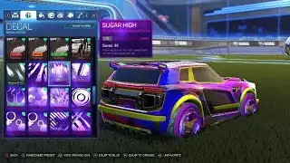 Rocket League all black market decals on Fennec saffon