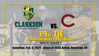 CLARKSON MEN'S HOCKEY - Golden Knights 1 - Colgate 1 OT, Feb. 6, 2021