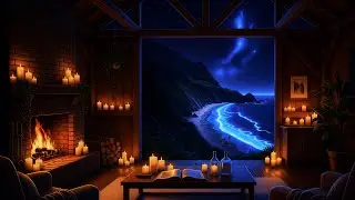 Sleep Music for Deep Rest (No Ads) &bull; Glowing Blue Ocean &bull; Cozy Night Cabin Ambience 💙🔥