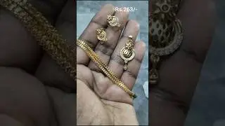 Daily wear gold pendant chain with earrings 😍 #meesho #haul #dailywear #necklace #chain   #ytshorts