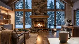 Cozy Cabin Fireplace in Snowstorm ❄️🔥Luxury