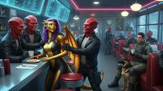 Alien Thugs Bully Dragon-Woman Waitress &mdash; Human Soldier Steps In With His Loyal Dog | HFY Sci-Fi