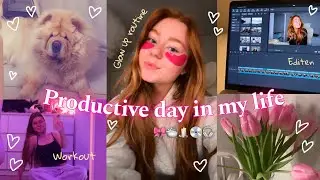 Productive Day in My Life 🎯 | Glow Up Routine, Workout, School & Editing ✨✨✨