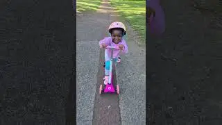 learning how to ride scooter with Dad