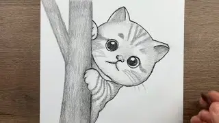 Cute Cat Drawing 🐱 | Easy Pencil Sketch Step by Step