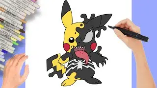 CUM SA IL DESENEZI PE PIKACHU X VENOM PAS CU PAS TUTORIAL SIMPLU