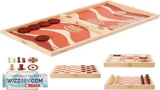 RM ROOMERS 4 in 1 Large Wooden Fast Sling Puck Games Set