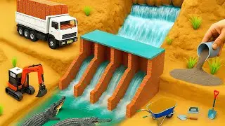 DIY Mini Tractor Builds Strong 4-Chamber Dam For Flood Protection | Educational Science Project