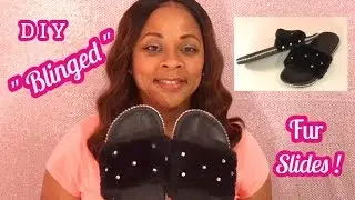 DIY Bling Fur Slides ~ Tracie&rsquo;s Place