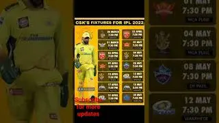 CSK TATA IPL 2022 ALL MATCH LIST #shorts